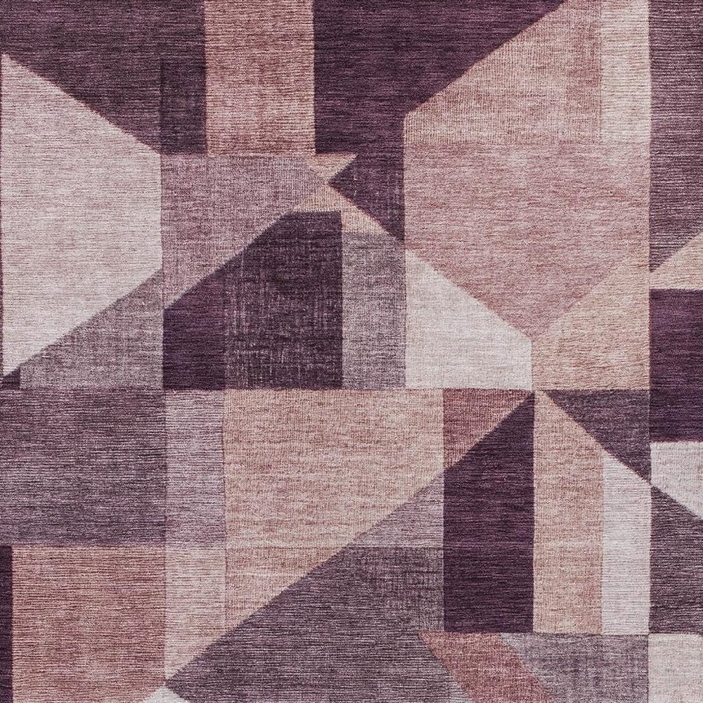 5' X 8' Eggplant And Ivory Geometric Washable Indoor Outdoor Area Rug HomeRoots