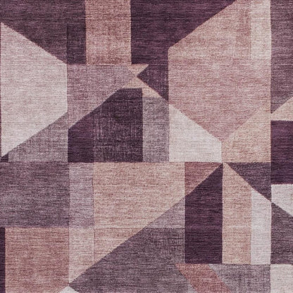 5' X 8' Eggplant And Ivory Geometric Washable Indoor Outdoor Area Rug HomeRoots
