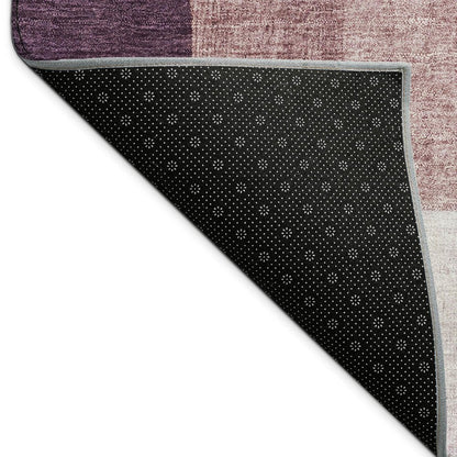 5' X 8' Eggplant And Ivory Geometric Washable Indoor Outdoor Area Rug HomeRoots