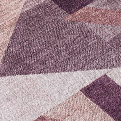 5' X 8' Eggplant And Ivory Geometric Washable Indoor Outdoor Area Rug HomeRoots