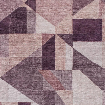 8' X 10' Eggplant And Ivory Geometric Washable Indoor Outdoor Area Rug HomeRoots