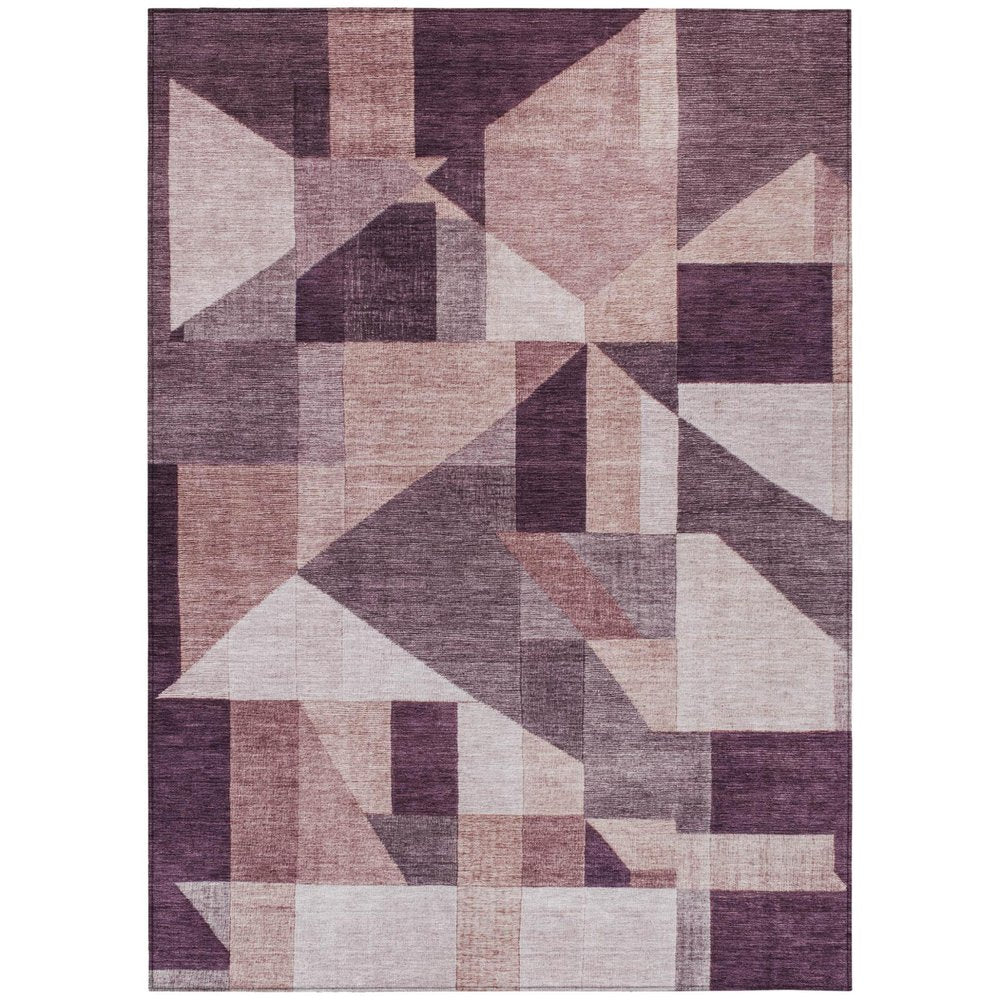 8' X 10' Eggplant And Ivory Geometric Washable Indoor Outdoor Area Rug HomeRoots
