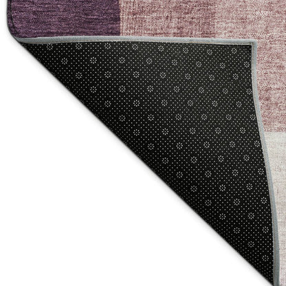 8' X 10' Eggplant And Ivory Geometric Washable Indoor Outdoor Area Rug HomeRoots