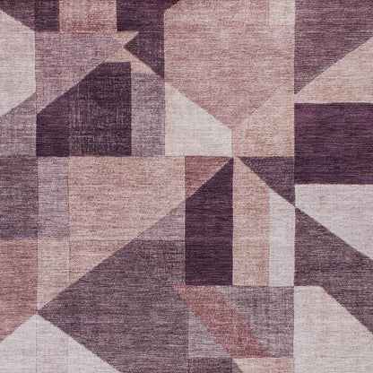 9' X 12' Eggplant And Ivory Geometric Washable Indoor Outdoor Area Rug HomeRoots