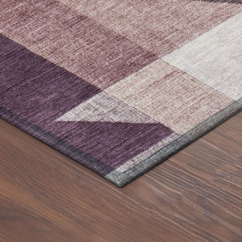 9' X 12' Eggplant And Ivory Geometric Washable Indoor Outdoor Area Rug HomeRoots