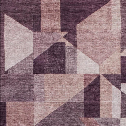10' X 14' Eggplant And Ivory Geometric Washable Indoor Outdoor Area Rug HomeRoots