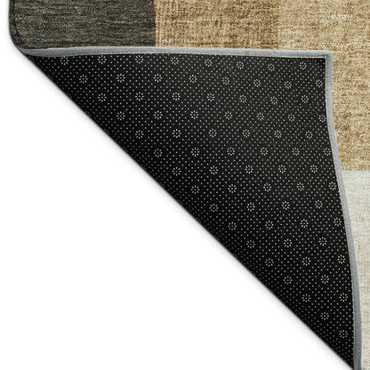 3' X 5' Fern Green Beige And Ivory Geometric Washable Indoor Outdoor Area Rug HomeRoots