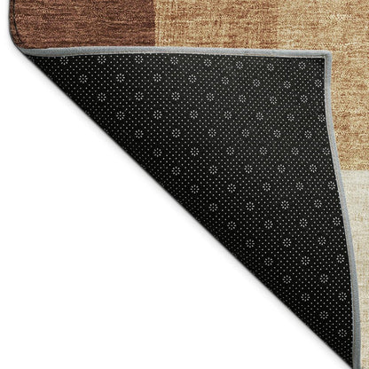 3' X 5' Rust And Beige Geometric Washable Indoor Outdoor Area Rug HomeRoots