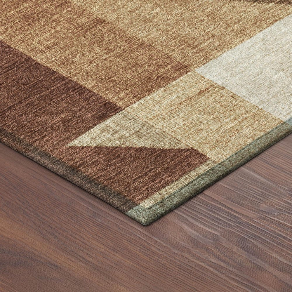 3' X 5' Rust And Beige Geometric Washable Indoor Outdoor Area Rug HomeRoots