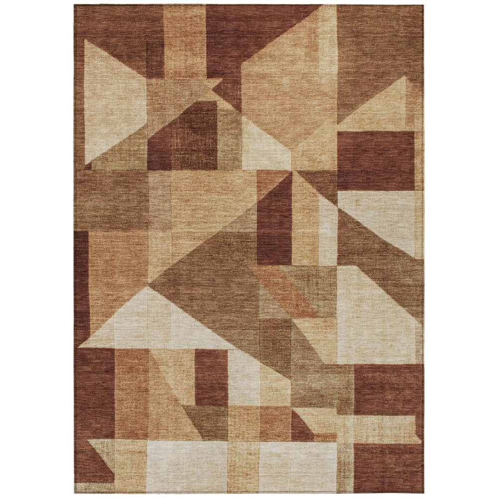 9' X 12' Rust And Beige Geometric Washable Indoor Outdoor Area Rug HomeRoots