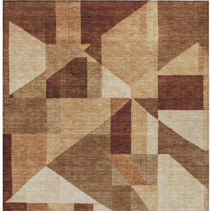 10' X 14' Rust And Beige Geometric Washable Indoor Outdoor Area Rug HomeRoots