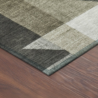 3' X 5' Pewter And Ivory Geometric Washable Indoor Outdoor Area Rug HomeRoots