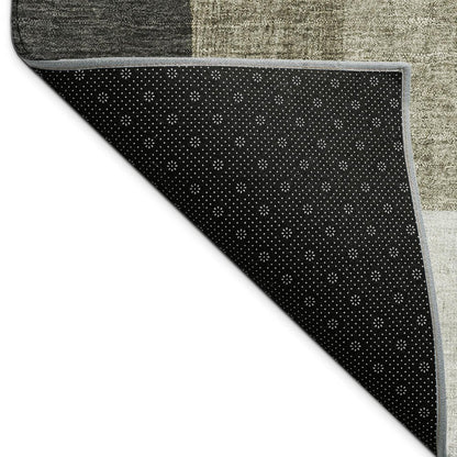 8' Pewter And Ivory Round Geometric Washable Indoor Outdoor Area Rug HomeRoots