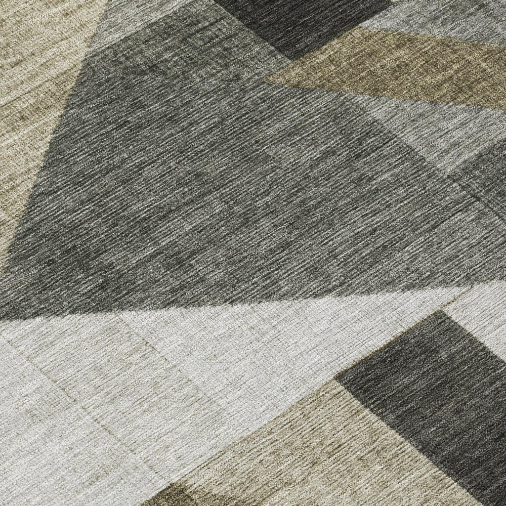 8' Pewter And Ivory Round Geometric Washable Indoor Outdoor Area Rug HomeRoots