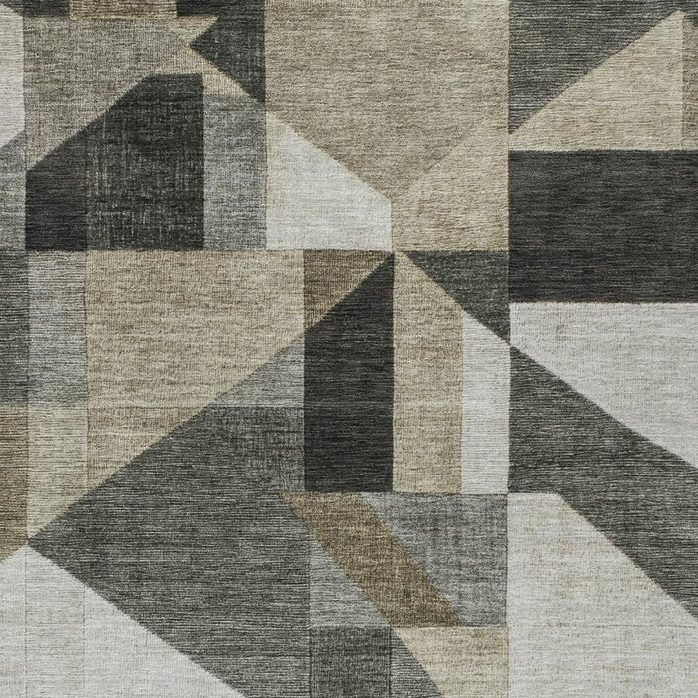 8' X 10' Pewter And Ivory Geometric Washable Indoor Outdoor Area Rug HomeRoots