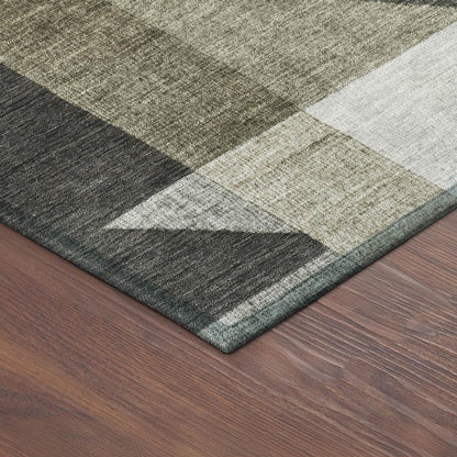 8' X 10' Pewter And Ivory Geometric Washable Indoor Outdoor Area Rug HomeRoots