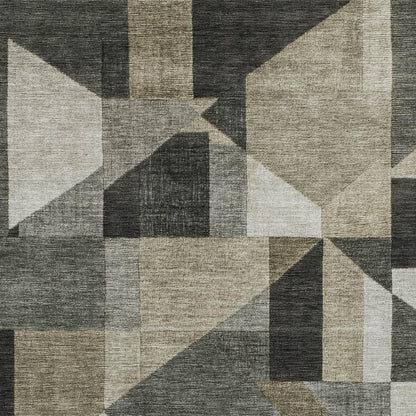 10' X 14' Pewter And Ivory Geometric Washable Indoor Outdoor Area Rug HomeRoots