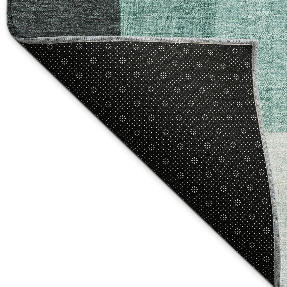5' X 8' Teal Blue And Gray Geometric Washable Indoor Outdoor Area Rug HomeRoots