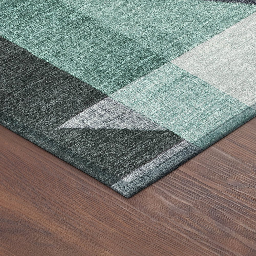 8' X 10' Teal Blue And Gray Geometric Washable Indoor Outdoor Area Rug HomeRoots