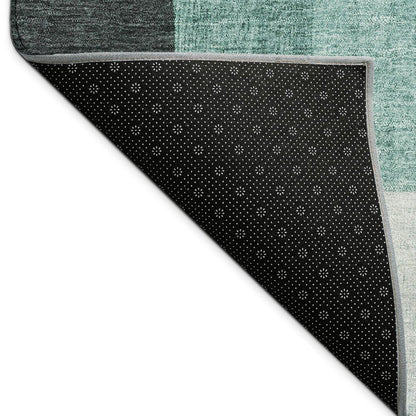 9' X 12' Teal Blue And Gray Geometric Washable Indoor Outdoor Area Rug HomeRoots