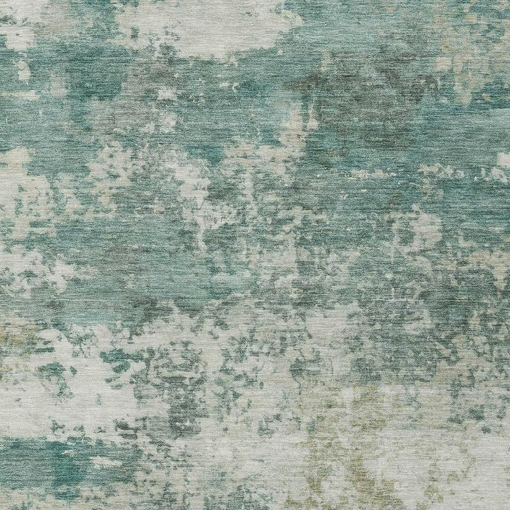 3' X 5' Artichoke Green And Ivory Abstract Washable Indoor Outdoor Area Rug HomeRoots