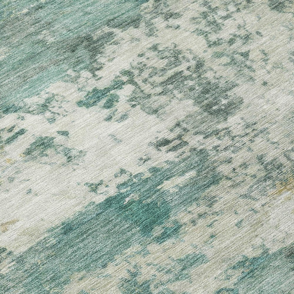 8' Artichoke Green And Ivory Round Abstract Washable Indoor Outdoor Area Rug HomeRoots