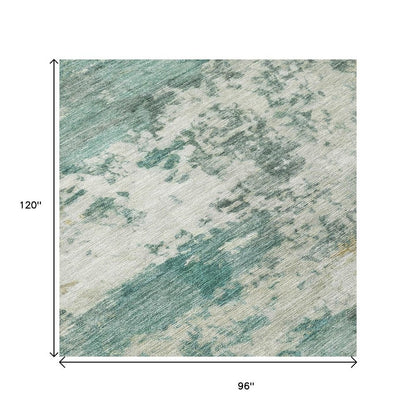 8' X 10' Artichoke Green And Ivory Abstract Washable Indoor Outdoor Area Rug HomeRoots