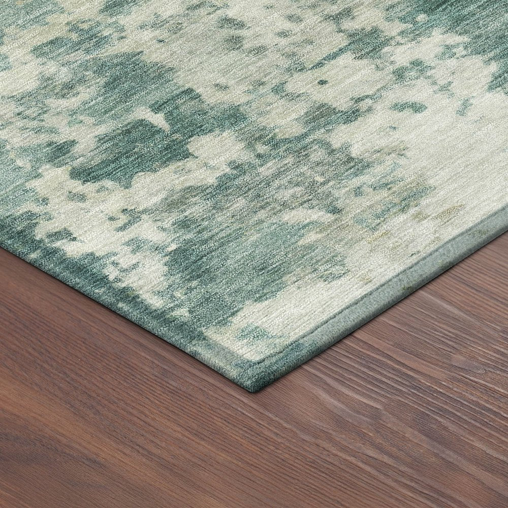 8' X 10' Artichoke Green And Ivory Abstract Washable Indoor Outdoor Area Rug HomeRoots