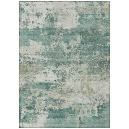 10' X 14' Artichoke Green And Ivory Abstract Washable Indoor Outdoor Area Rug HomeRoots