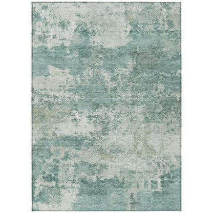 3' X 5' Aqua And Ivory Abstract Washable Indoor Outdoor Area Rug HomeRoots
