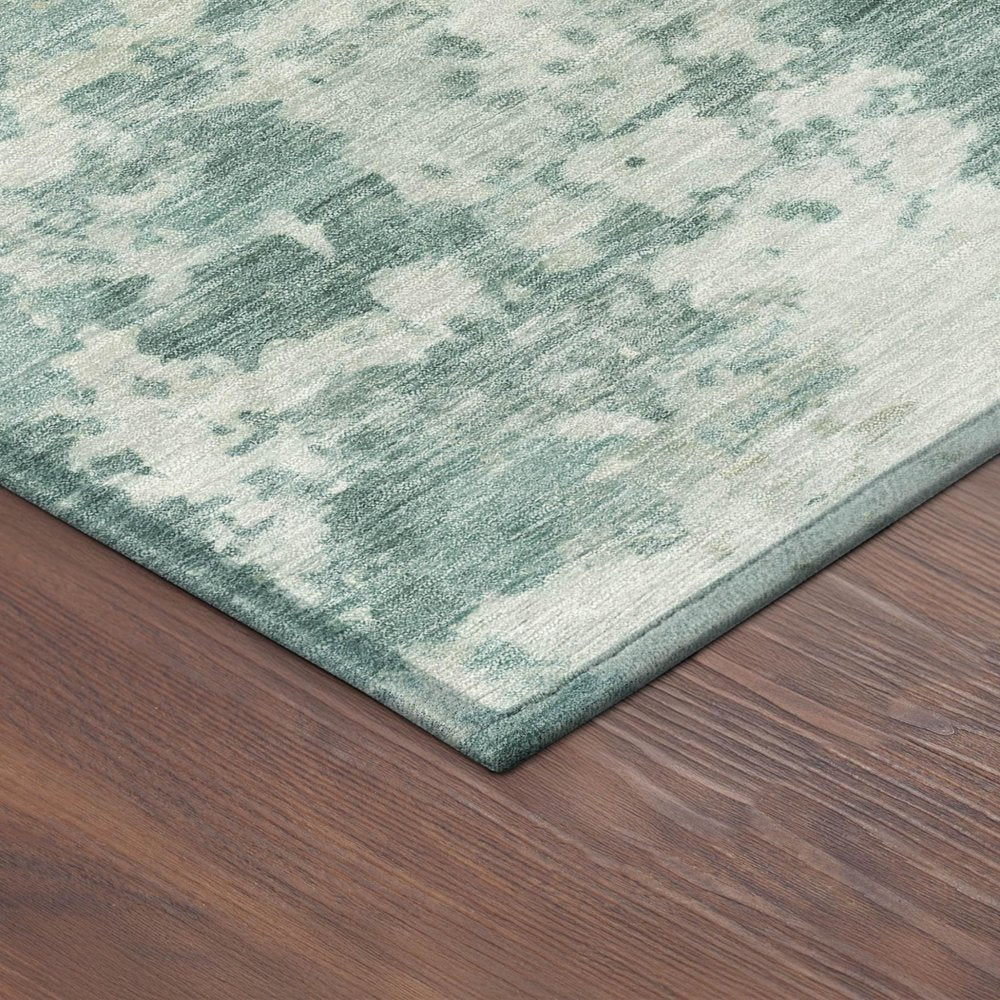 3' X 5' Aqua And Ivory Abstract Washable Indoor Outdoor Area Rug HomeRoots