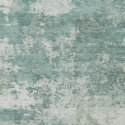 3' X 5' Aqua And Ivory Abstract Washable Indoor Outdoor Area Rug HomeRoots