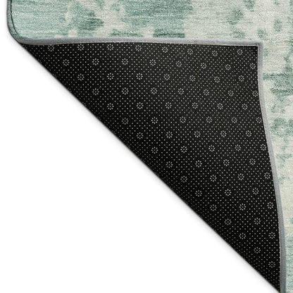 8' Aqua And Ivory Round Abstract Washable Indoor Outdoor Area Rug HomeRoots