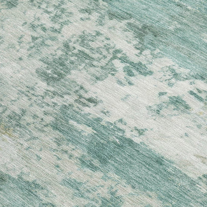 9' X 12' Aqua And Ivory Abstract Washable Indoor Outdoor Area Rug HomeRoots