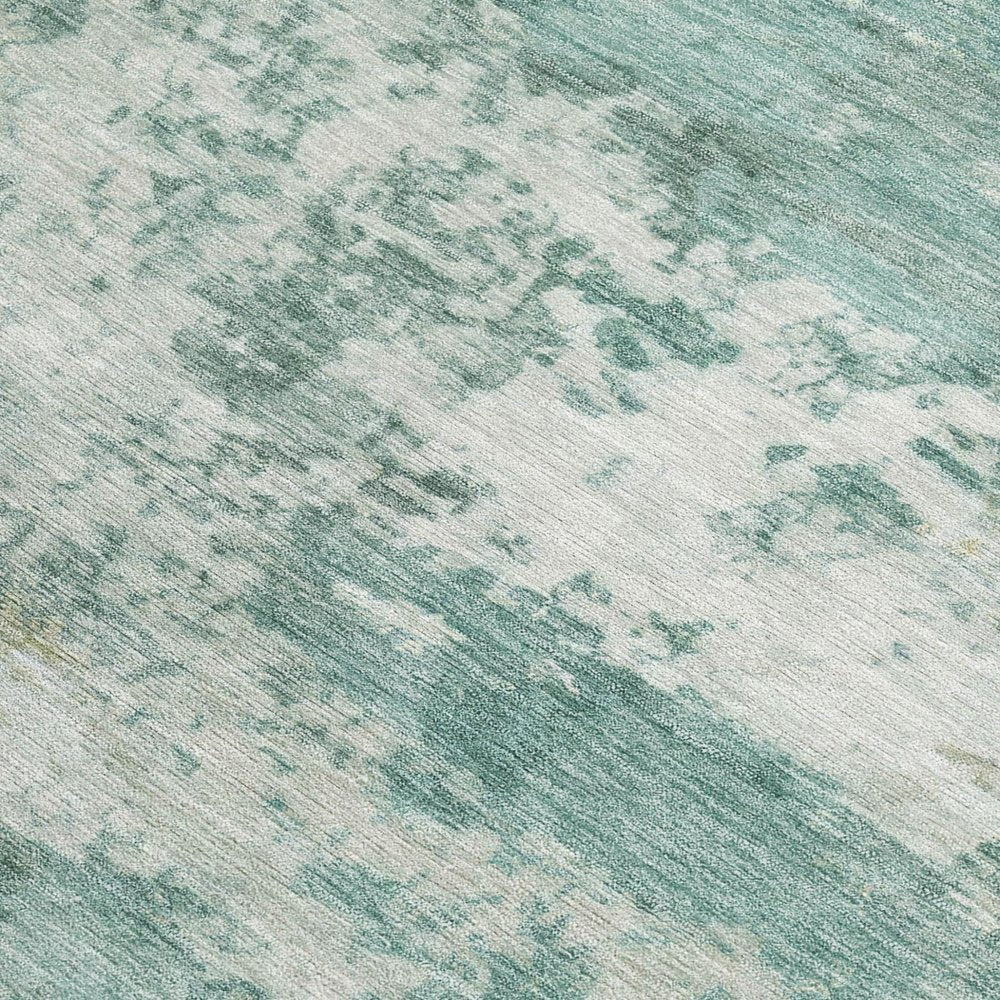 9' X 12' Aqua And Ivory Abstract Washable Indoor Outdoor Area Rug HomeRoots