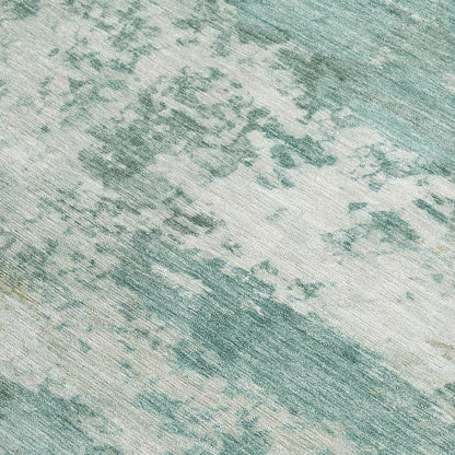 9' X 12' Aqua And Ivory Abstract Washable Indoor Outdoor Area Rug HomeRoots