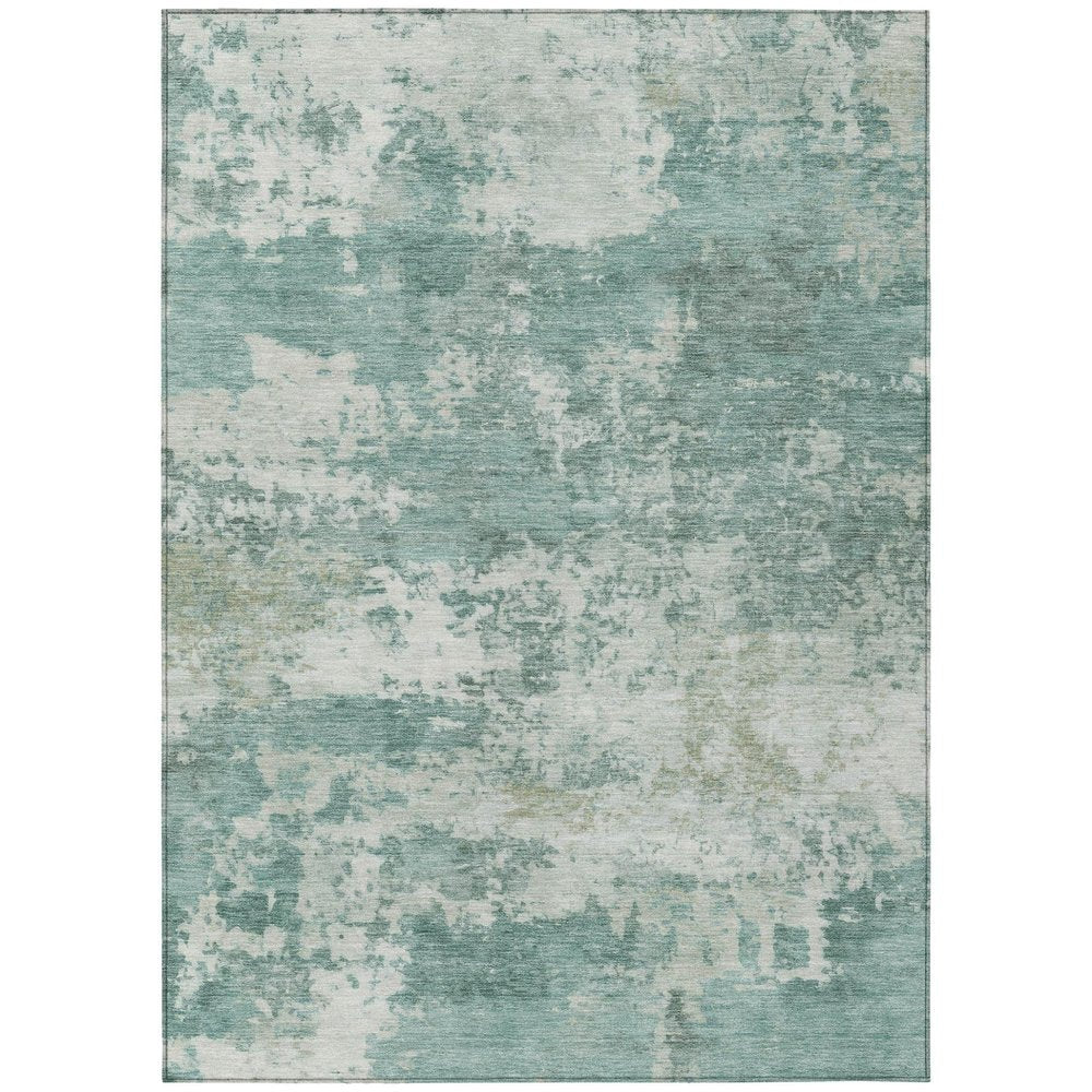 10' X 14' Aqua And Ivory Abstract Washable Indoor Outdoor Area Rug HomeRoots