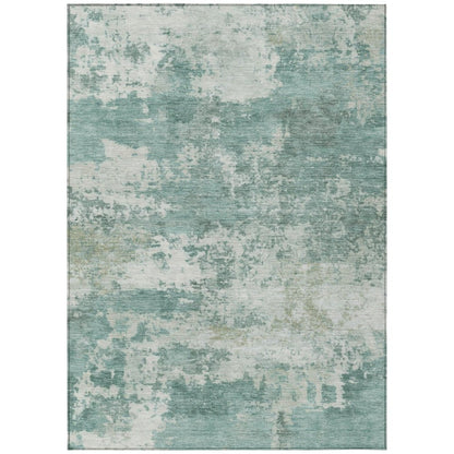 10' X 14' Aqua And Ivory Abstract Washable Indoor Outdoor Area Rug HomeRoots