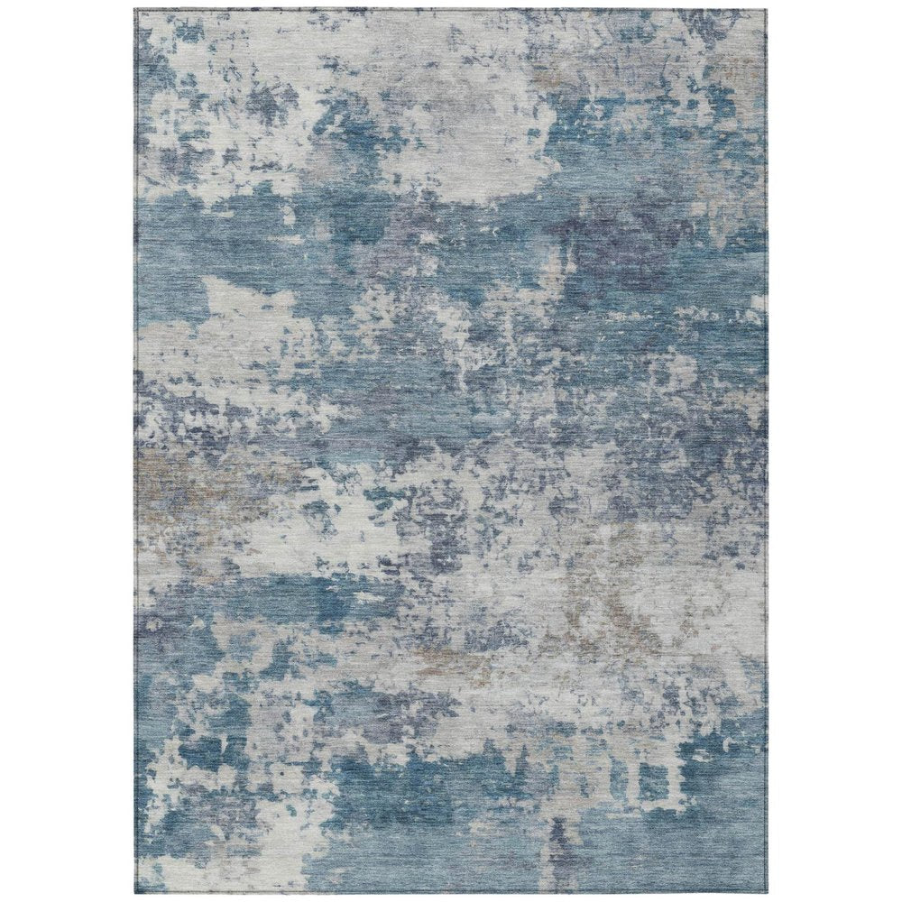 3' X 5' Blue And Ivory Abstract Washable Indoor Outdoor Area Rug HomeRoots