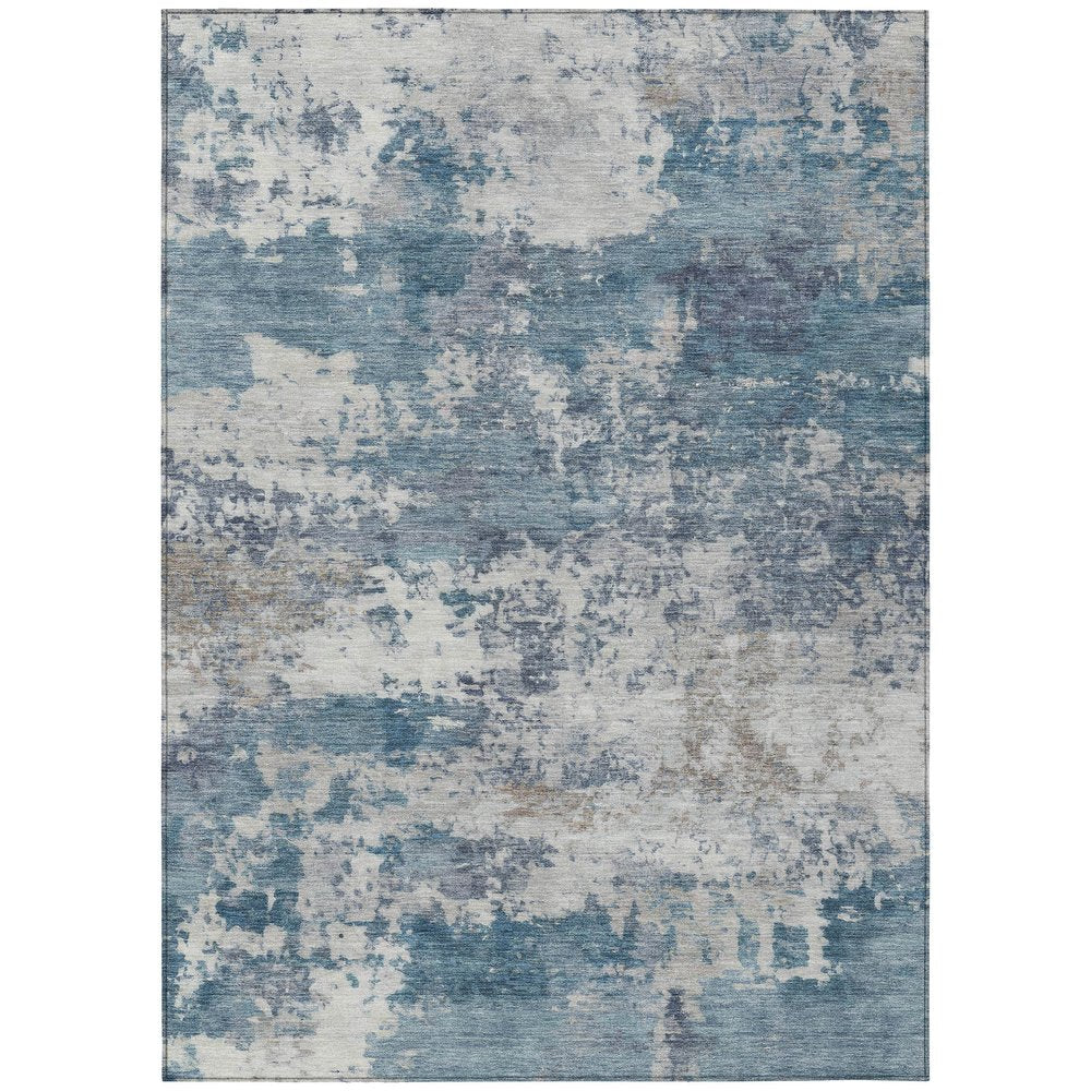 3' X 5' Blue And Ivory Abstract Washable Indoor Outdoor Area Rug HomeRoots