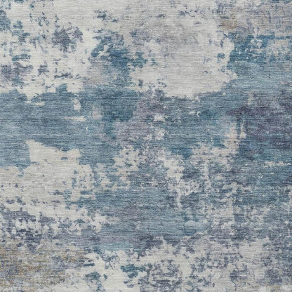 3' X 5' Blue And Ivory Abstract Washable Indoor Outdoor Area Rug HomeRoots