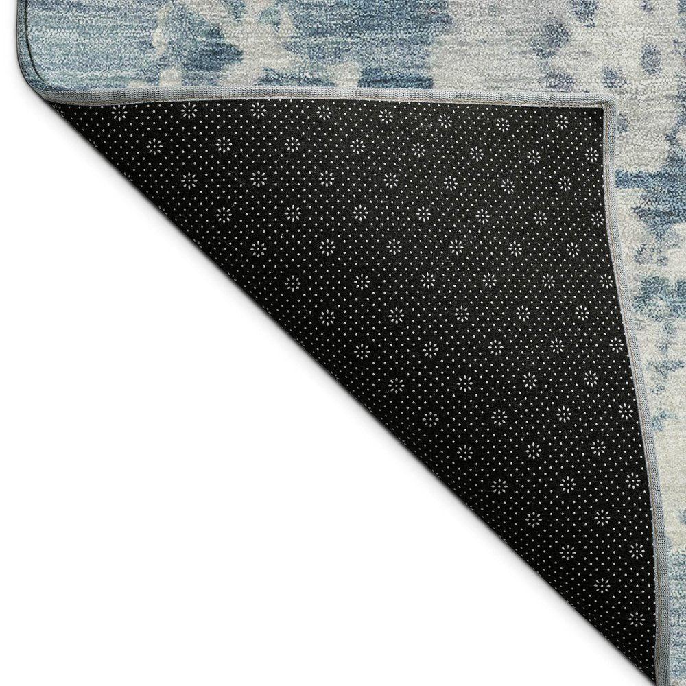 8' Blue And Ivory Round Abstract Washable Indoor Outdoor Area Rug HomeRoots