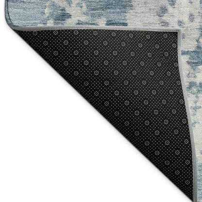8' Blue And Ivory Round Abstract Washable Indoor Outdoor Area Rug HomeRoots