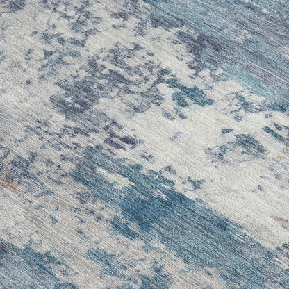 9' X 12' Blue And Ivory Abstract Washable Indoor Outdoor Area Rug HomeRoots