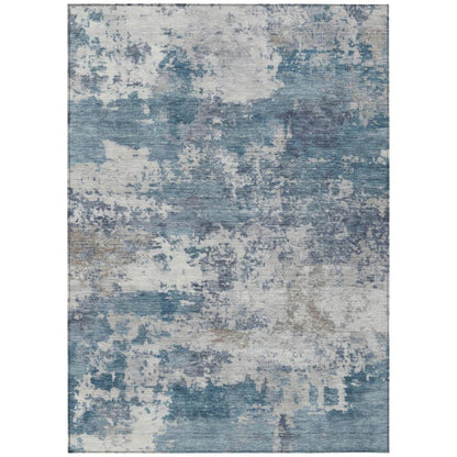 9' X 12' Blue And Ivory Abstract Washable Indoor Outdoor Area Rug HomeRoots