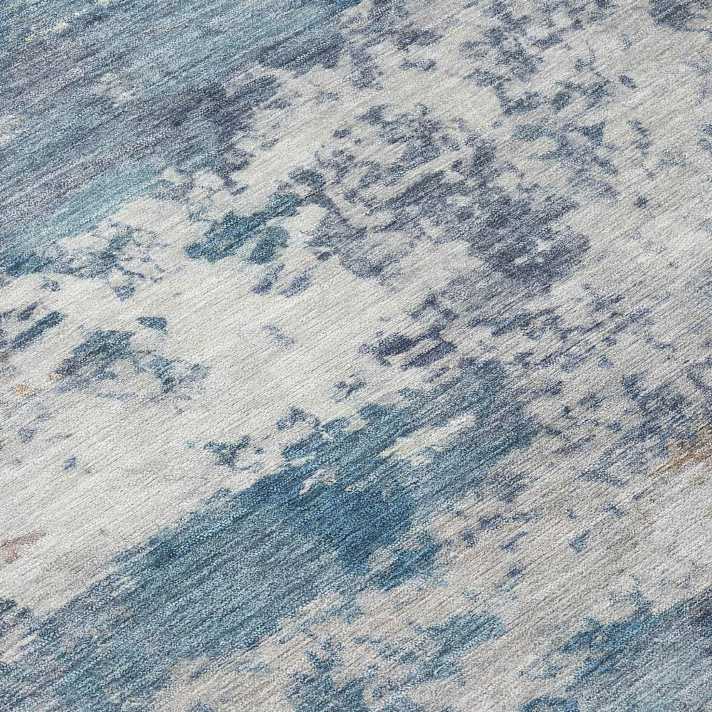 9' X 12' Blue And Ivory Abstract Washable Indoor Outdoor Area Rug HomeRoots