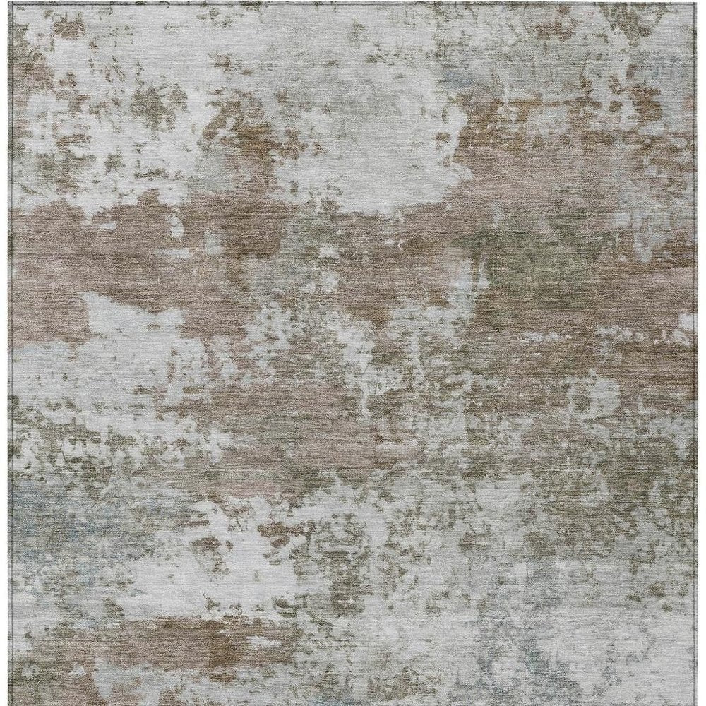3' X 5' Brown And Beige Abstract Washable Indoor Outdoor Area Rug HomeRoots