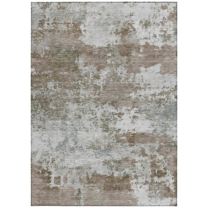 3' X 5' Brown And Beige Abstract Washable Indoor Outdoor Area Rug HomeRoots