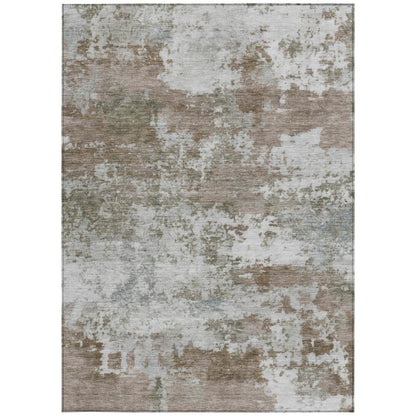 3' X 5' Brown And Beige Abstract Washable Indoor Outdoor Area Rug HomeRoots