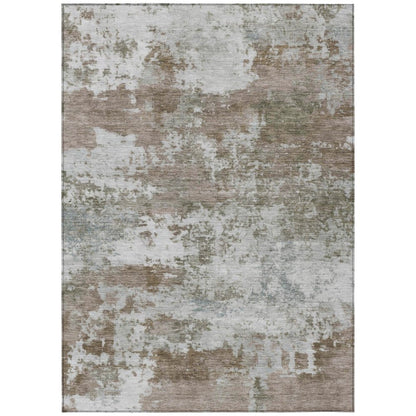 3' X 5' Brown And Beige Abstract Washable Indoor Outdoor Area Rug HomeRoots